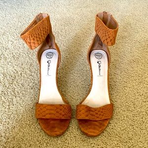 Jeffrey Campbell Handmade Ibiza Last Camel Snakeskin Stiletto Sandals Sz 10